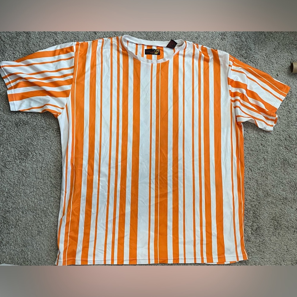 Vibrant Orange and White Striped Men's Tee